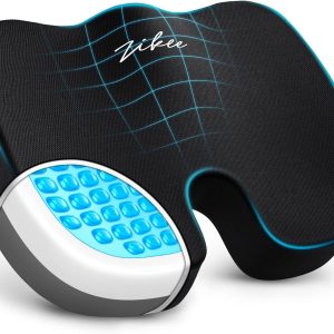 ZIKEE Triple Composite Gel Seat Cushion for Cooling, Softness and Support, Memory Foam Office Chair Cushion for Sciatica and Tailbone Pain Relief, Ergonomic Desk Chair Cushion for Long-sitting Comfort